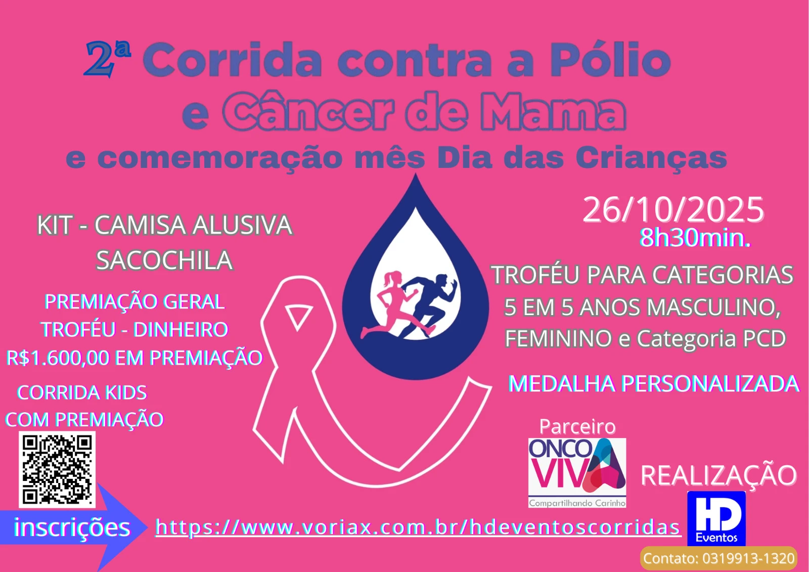 2ª Corrida contra a Pólio e Câncer de Mama e comemoração do Mês das Crianças