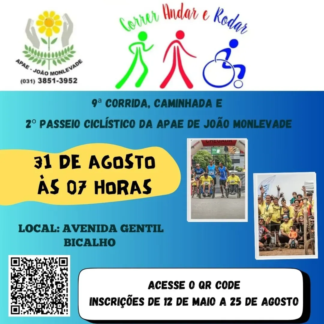 9ª Corrida e Caminhada da APAE (Correr, Andar e Rodar) e o 2º Passeio Ciclístico
